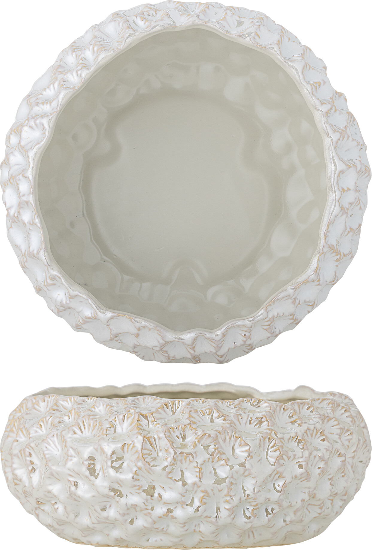 Bloomingville - Lowen Skål, Hvid, Stentøj, D24xH10,5 cm