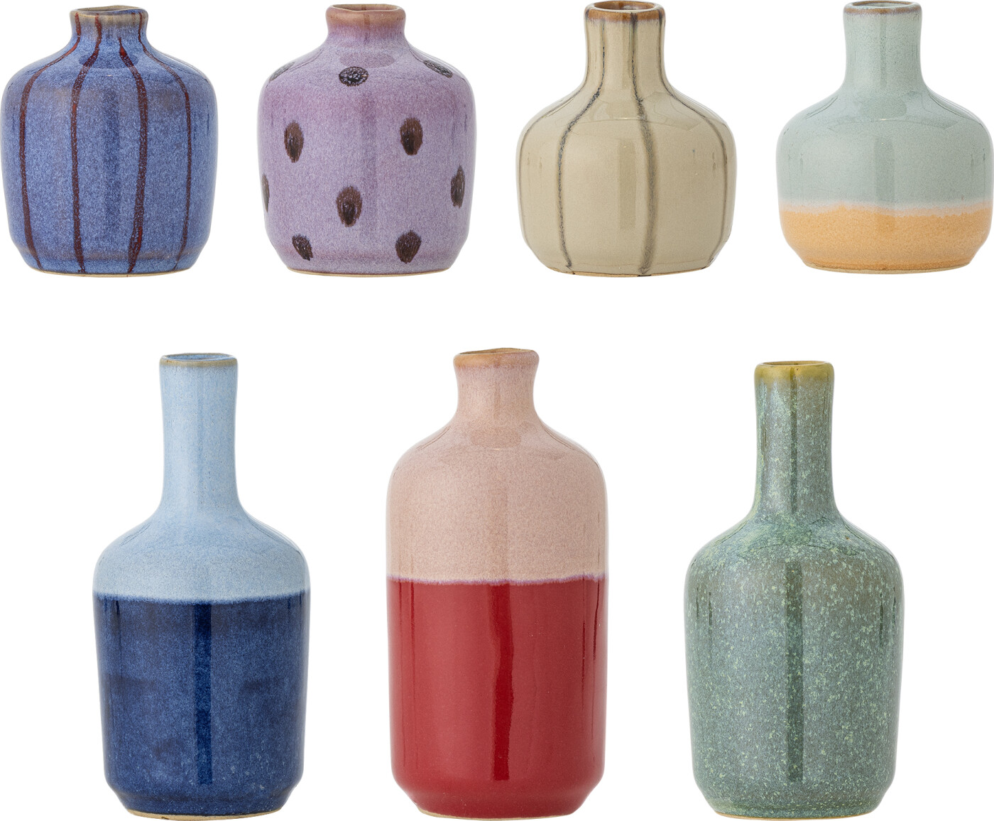 Bloomingville - Maien Vase - Multifarvet - Stentøj - Sæt Med 7