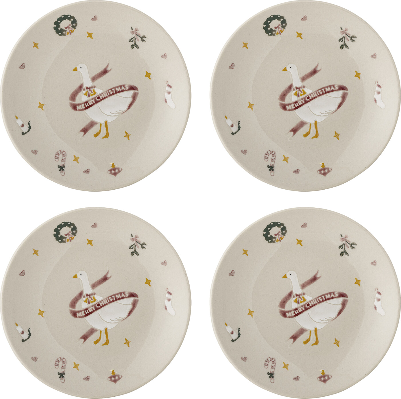 Bloomingville - Mary Juletallerkener - ø 16 Cm - Stentøj - 4 Stk.