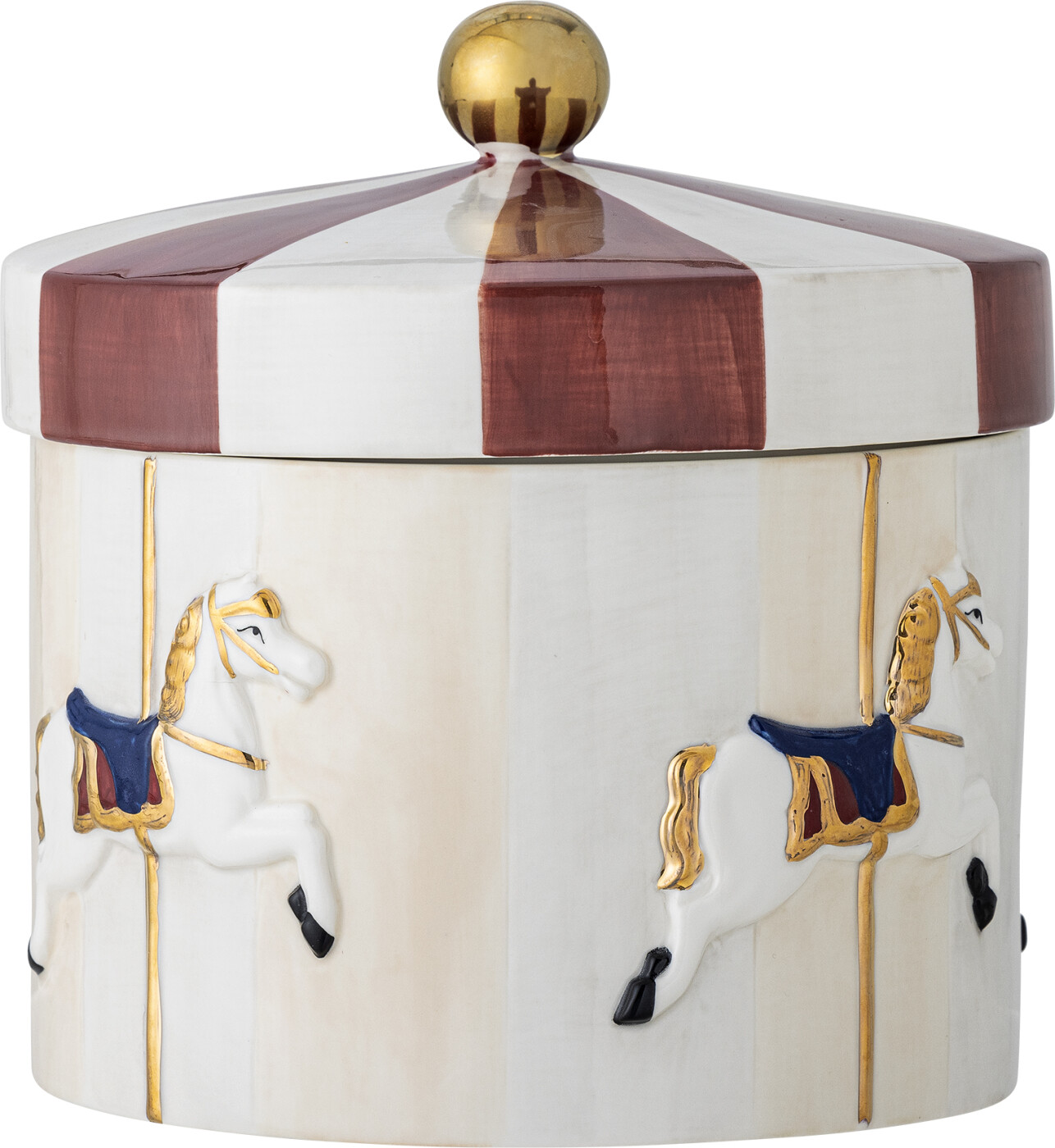 Bloomingville - Merry-go-round Krukke m/låg, Multifarvet, Stentøj, D19,5xH20,5 cm