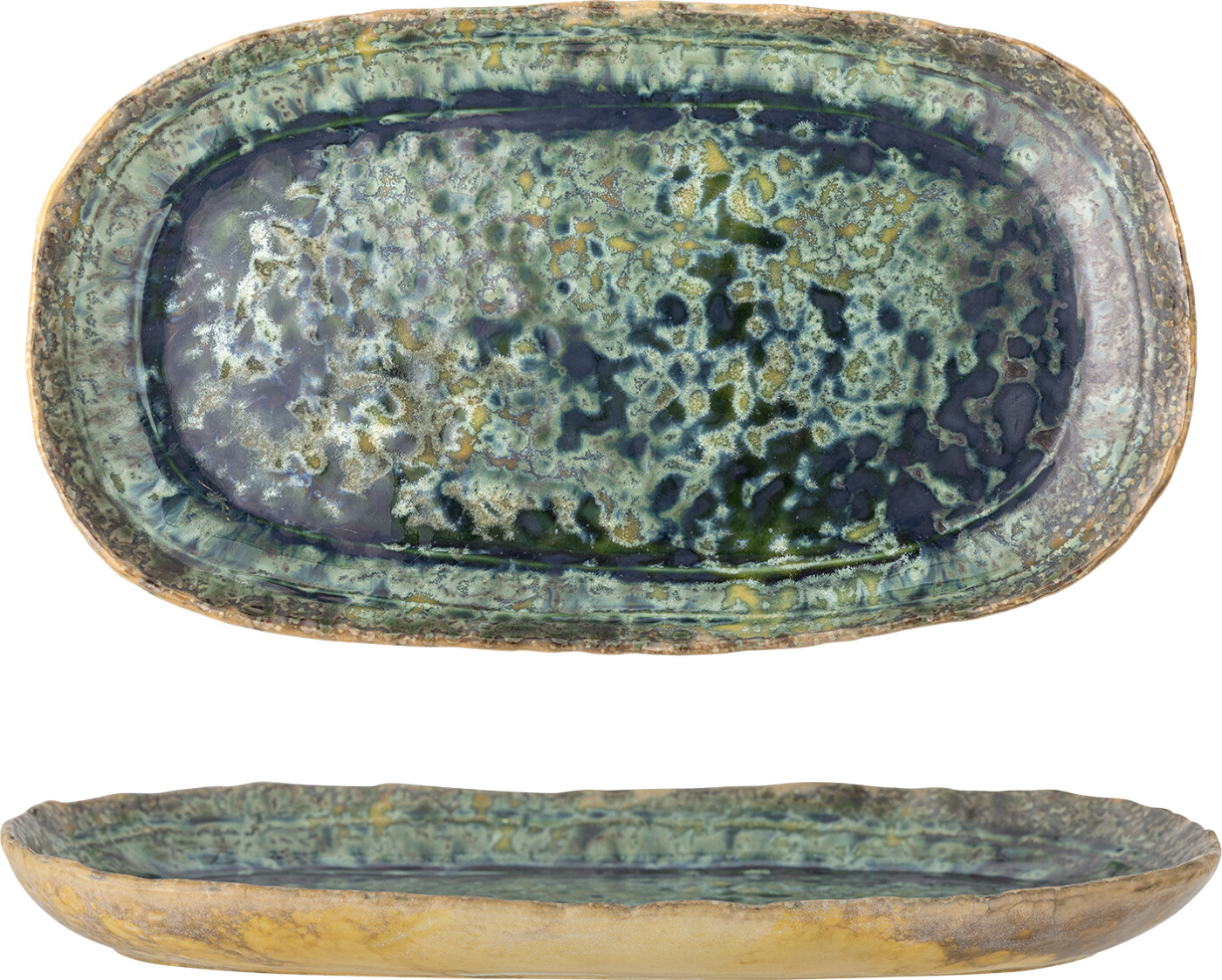 Bloomingville - Milani Serveringsfad, Grøn, Stentøj, L37xH3xW21 cm