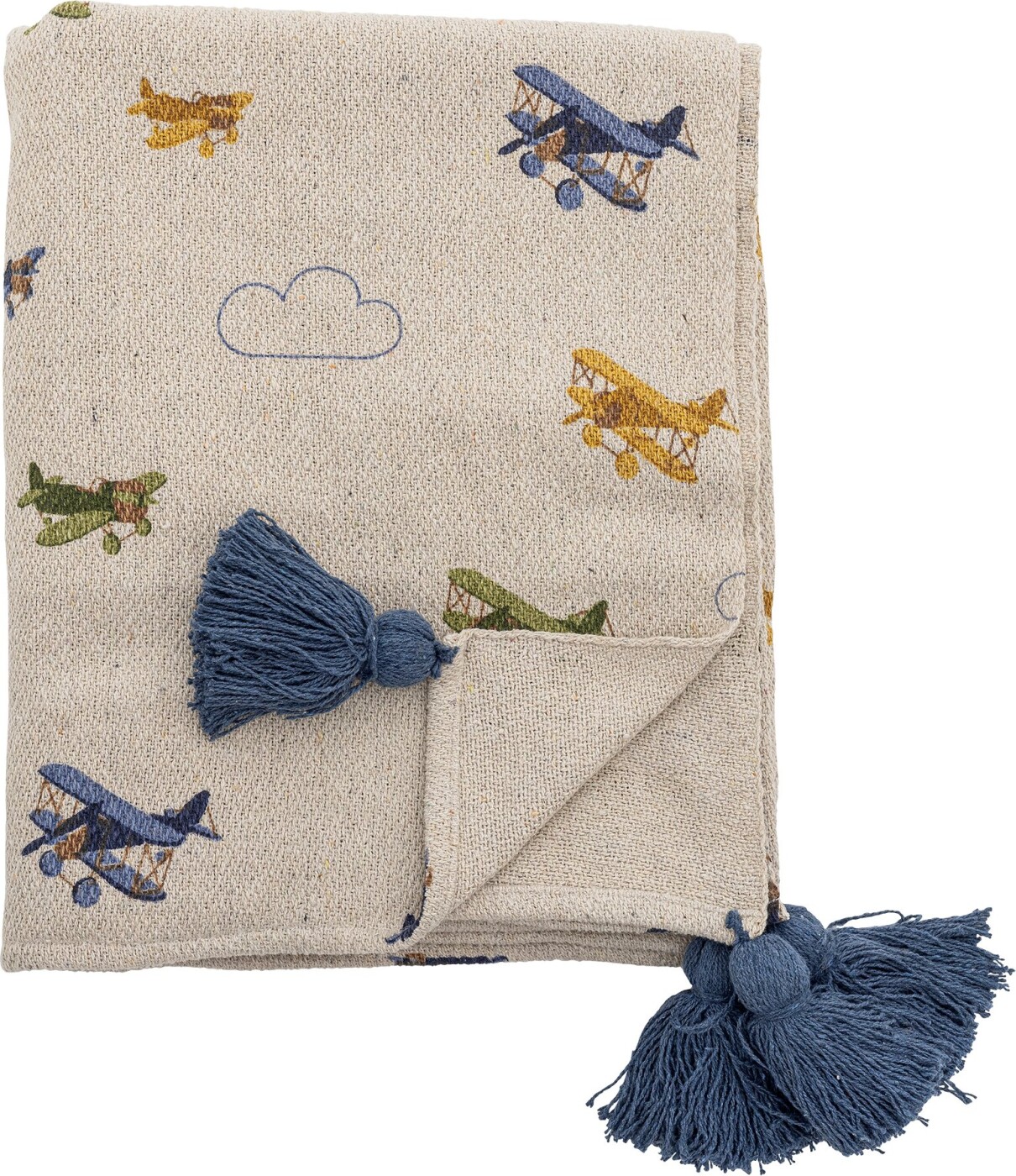 Bloomingville - Plane Plaid, Natur, Genanvendt Bomuld, L160xW130 cm