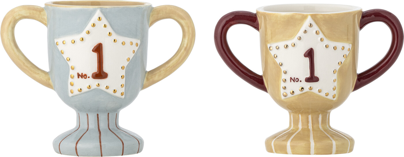 Bloomingville - Trophy Kop, Multifarvet, Stentøj, L12,5xH10xW7,5 cm, Set of 2