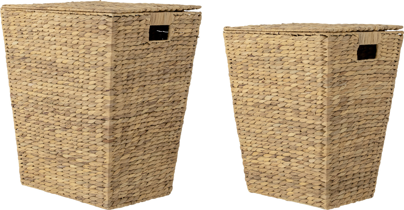 Bloomingville - Mios Vasketøjskurv, Natur, Vandhyacint - L40 Ã H45 Ã B30/L44 Ã H50 Ã B34 cm, sæt med 2