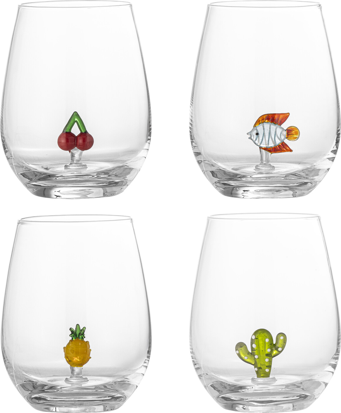 Bloomingville - Misa Drikkeglas Med Figur - Klar - Glas - 4 Stk