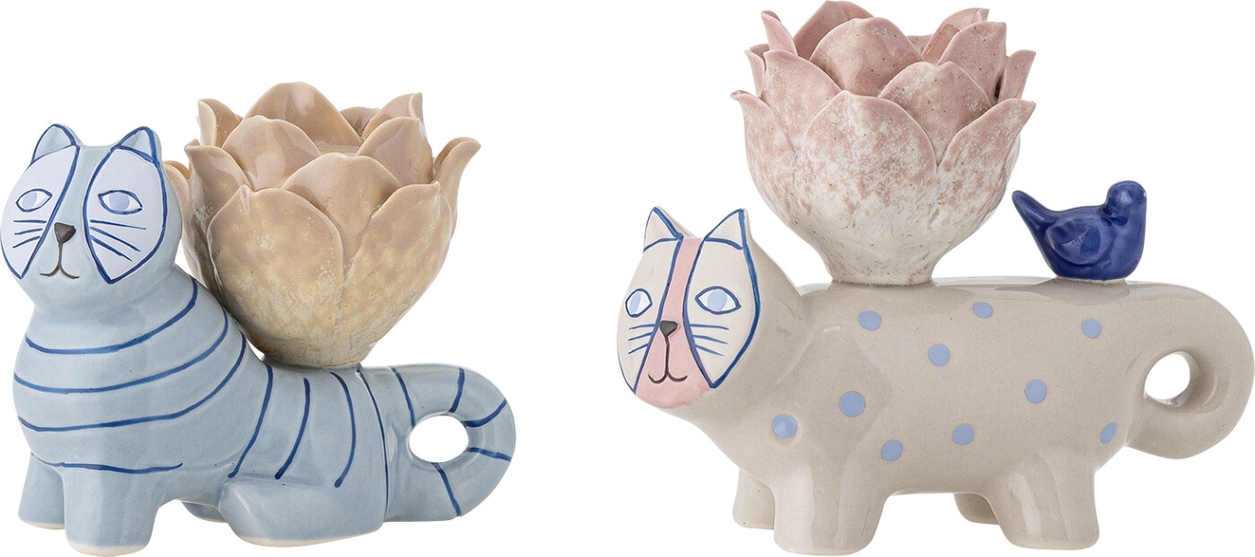 Bloomingville - Missy Lysestage, Multifarvet, Stentøj, L9,5xH8xW6,5/L12xH10xW6,5 cm, Set of 2