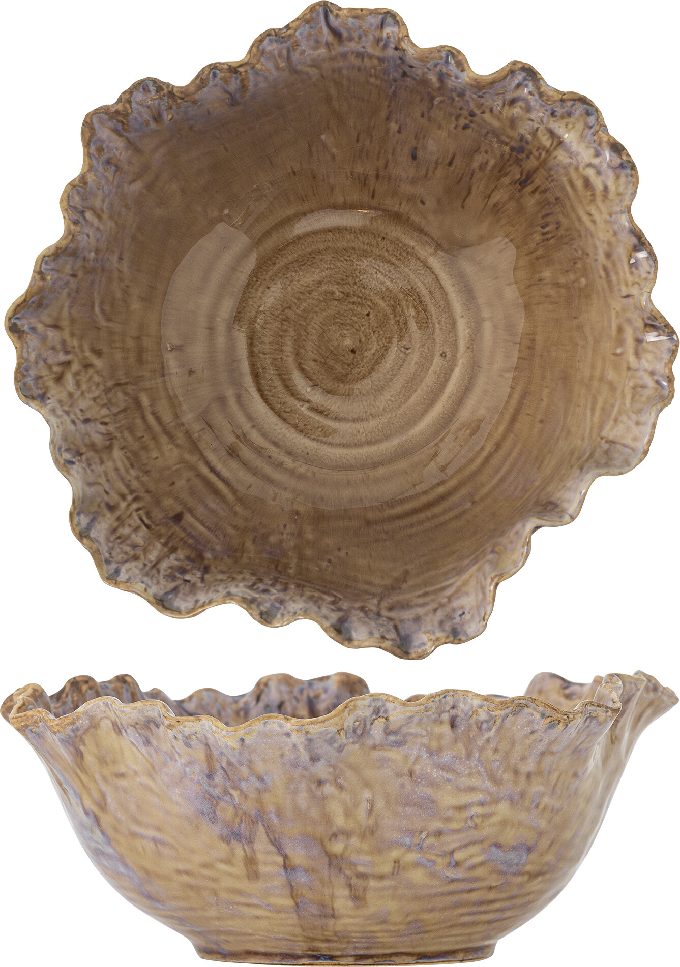 Bloomingville - Nash Skål, Brun, Stentøj, D24,5xH10 cm