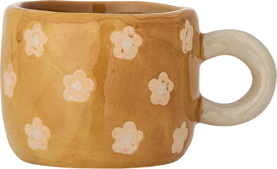 Bloomingville - Kop Nini - Brun Med Blomster - Stentøj - 110 Ml