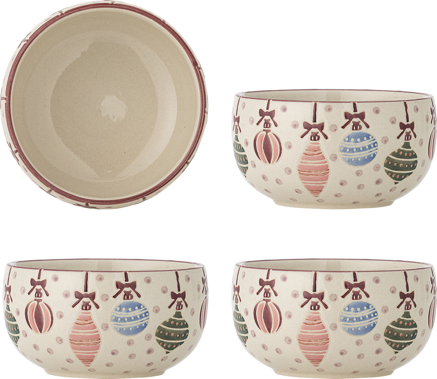 Bloomingville - Ornamentia Juleskåle - ø 13 Cm - Stentøj - 4 Stk.