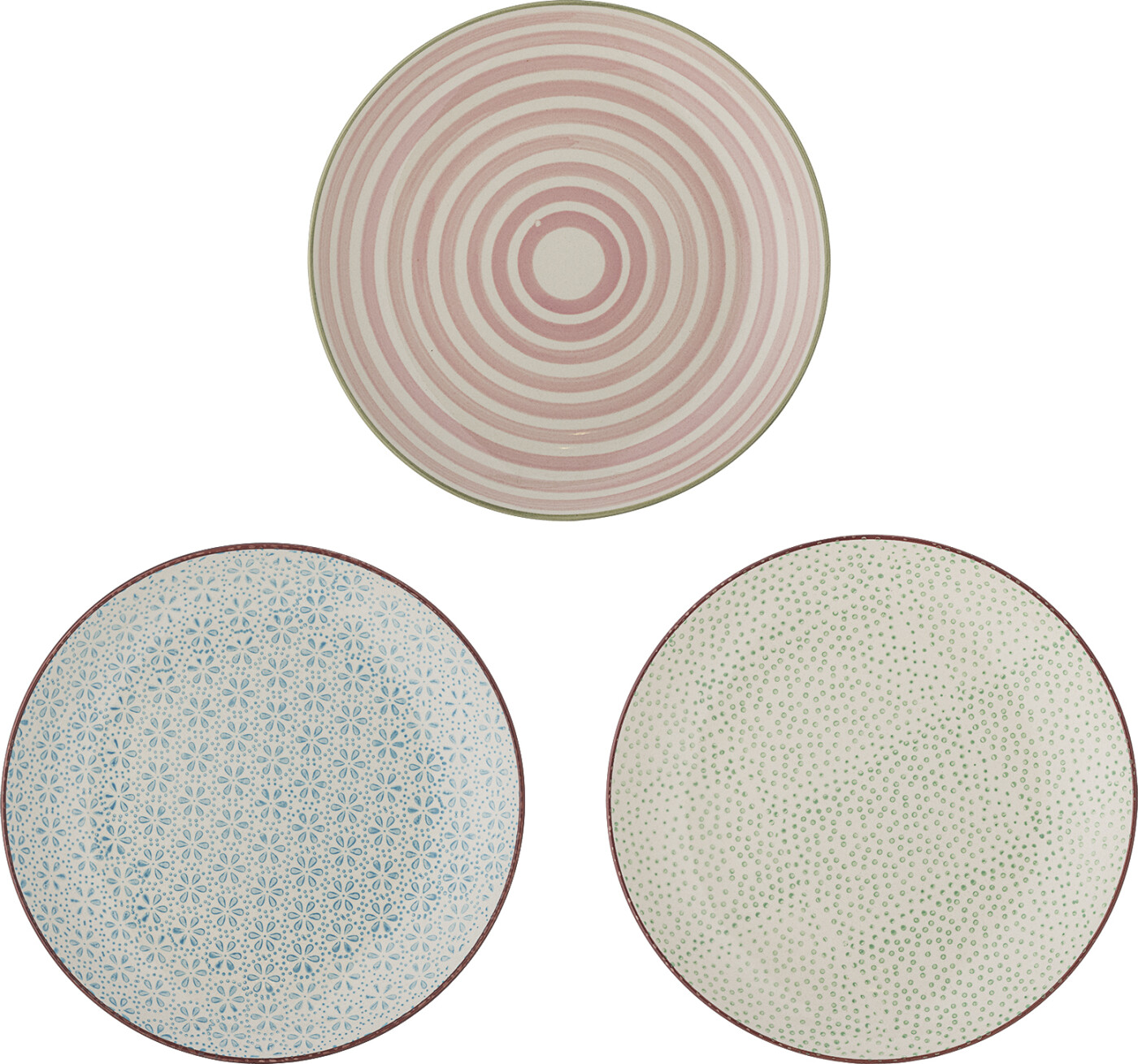 Bloomingville - Patrizia Tallerken, Multifarvet, Stentøj, D20xH2,5 cm, Set of 3