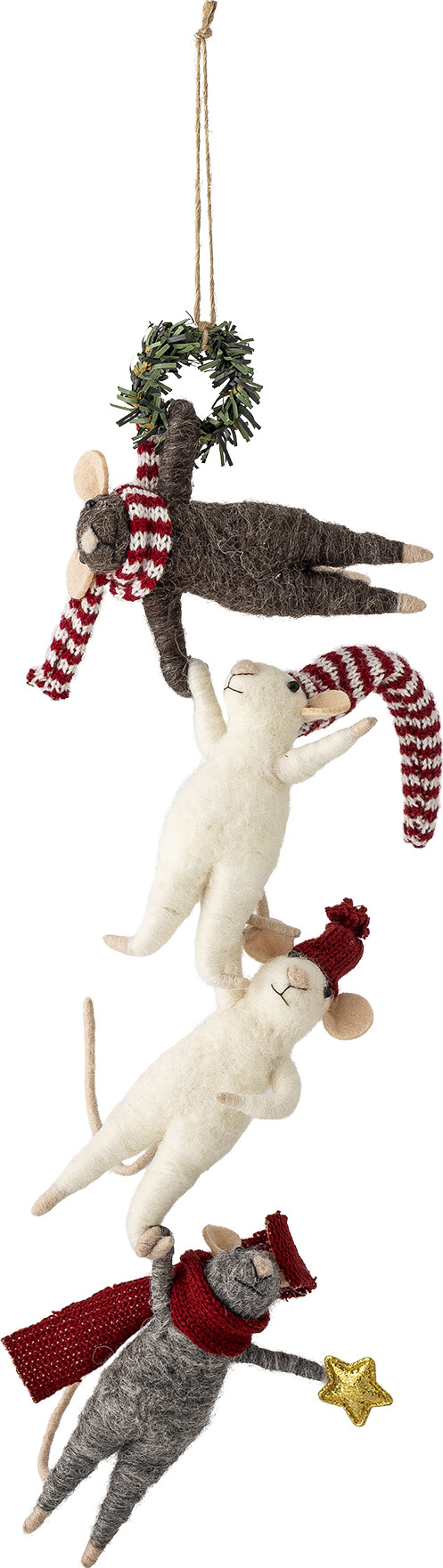 Bloomingville - Peo Juleornament - Hvid - Uld - H 40 Cm