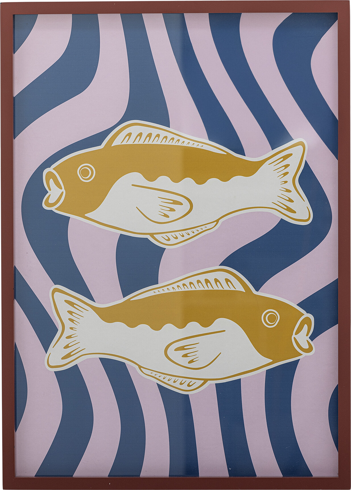 BLOOMINGVILLE Remy Illustration, rektangulær - multifarvet med ramme i fyrretræ (L50xH70xB2,5)