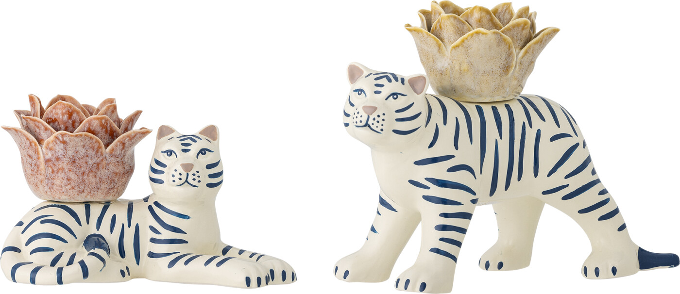 Bloomingville - Rory Lysestage, Multifarvet, Stentøj, L14xH8,5xW7/L18xH13,5xW7,5 cm, Set of 2