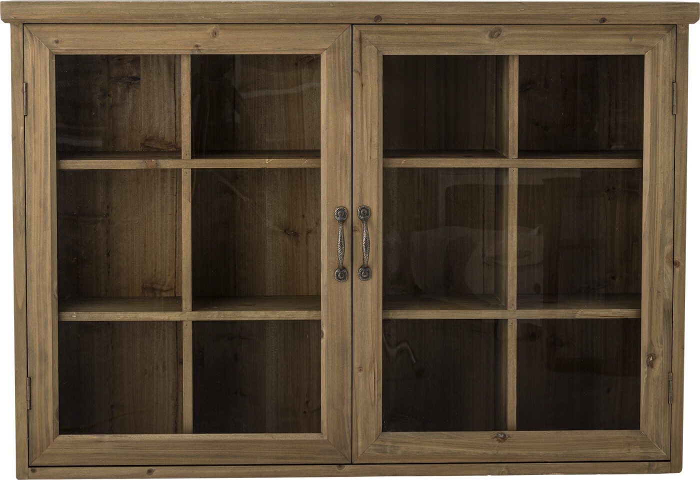 BLOOMINGVILLE Ruthie vægskab, m. 2 glaslåger og mange rum - natur fyrretræ (L110xH76xB25)