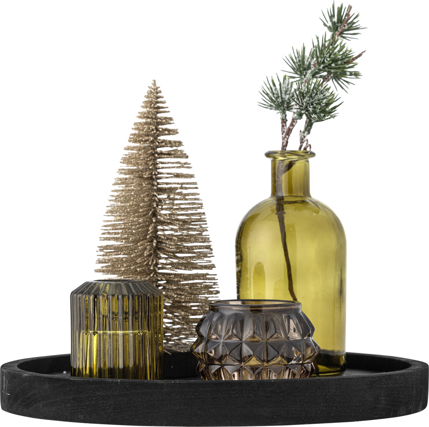 Bloomingville - Sanga Bakke m/fyrfadsstage, Grøn, Glas, D18xH21 cm, Set of 6