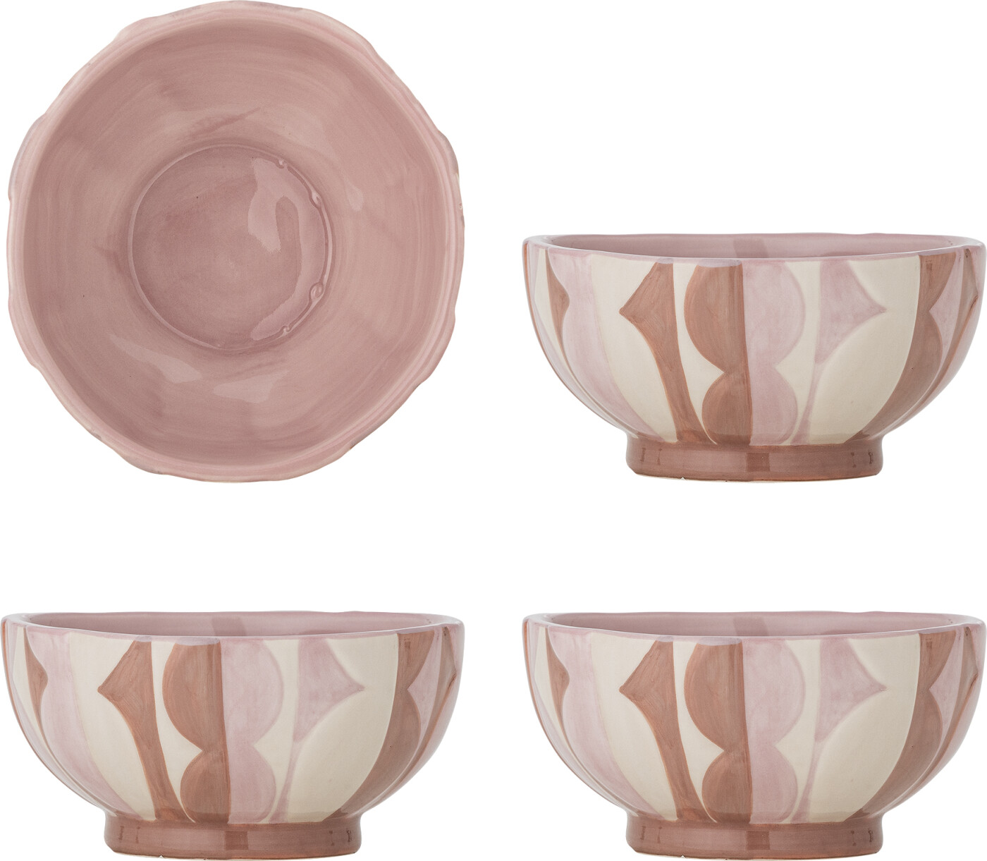 Bloomingville - Saul Skål, Rosa, Stentøj, D12,5xH6 cm, Set of 4