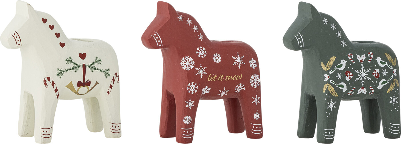 Bloomingville - Siffer Lysestage, Multifarvet, Polyresin, L9,5xH10xW4,5 cm, Set of 3