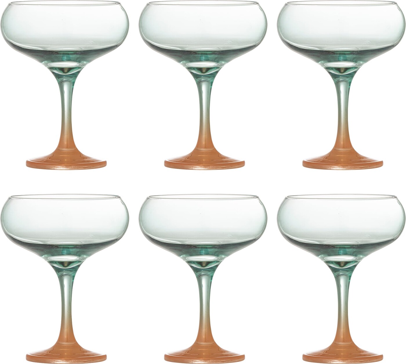Bloomingville - Signe Cocktailglas, Multifarvet, Glas, D9,5xH13 cm, Set of 6