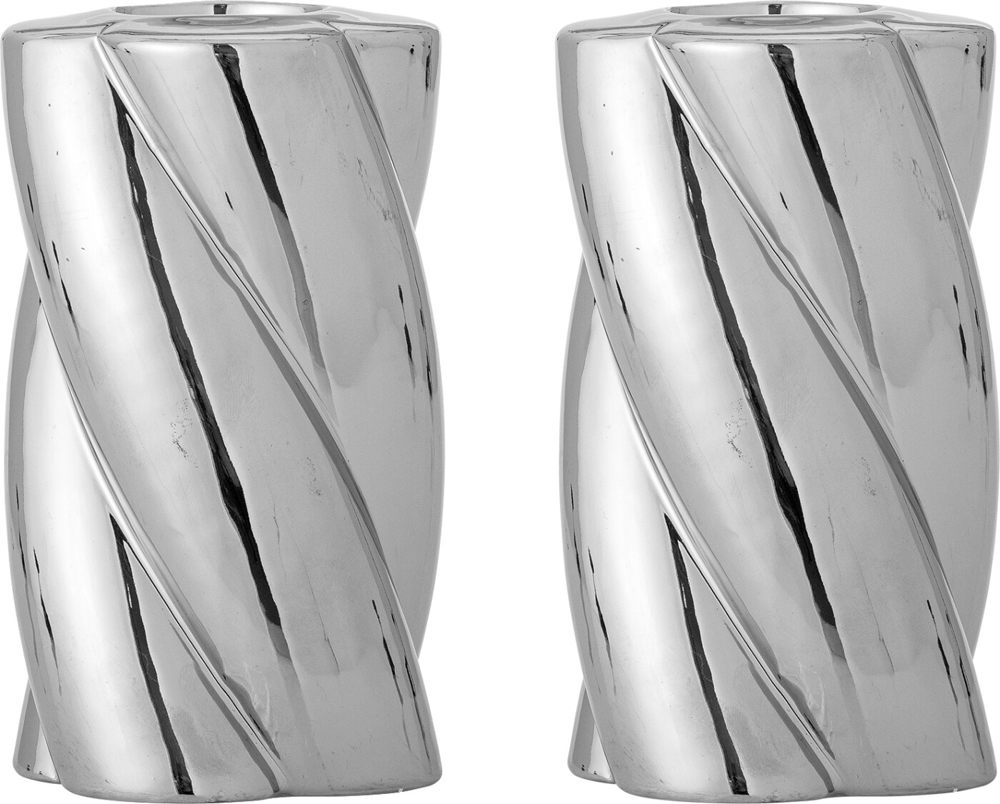 Bloomingville - Silvia Lysestage Sæt - Sølv - Stentøj Keramik - 2 Stk.