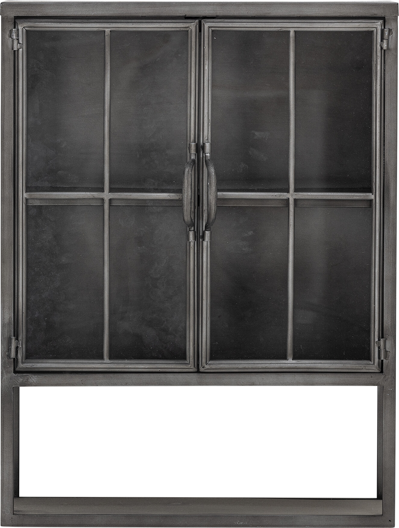 BLOOMINGVILLE Sindre vægskab, m. 2 glaslåger og 2 hylder - sort metal