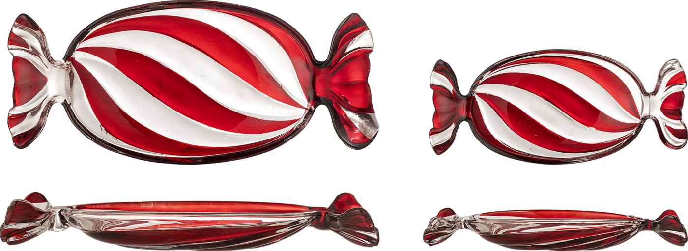 Bloomingville - Sweetie Serveringsfad, Rød, Glas - L24 Ã H3 Ã B10,5/L34 Ã H4 Ã B15 cm, sæt med 2