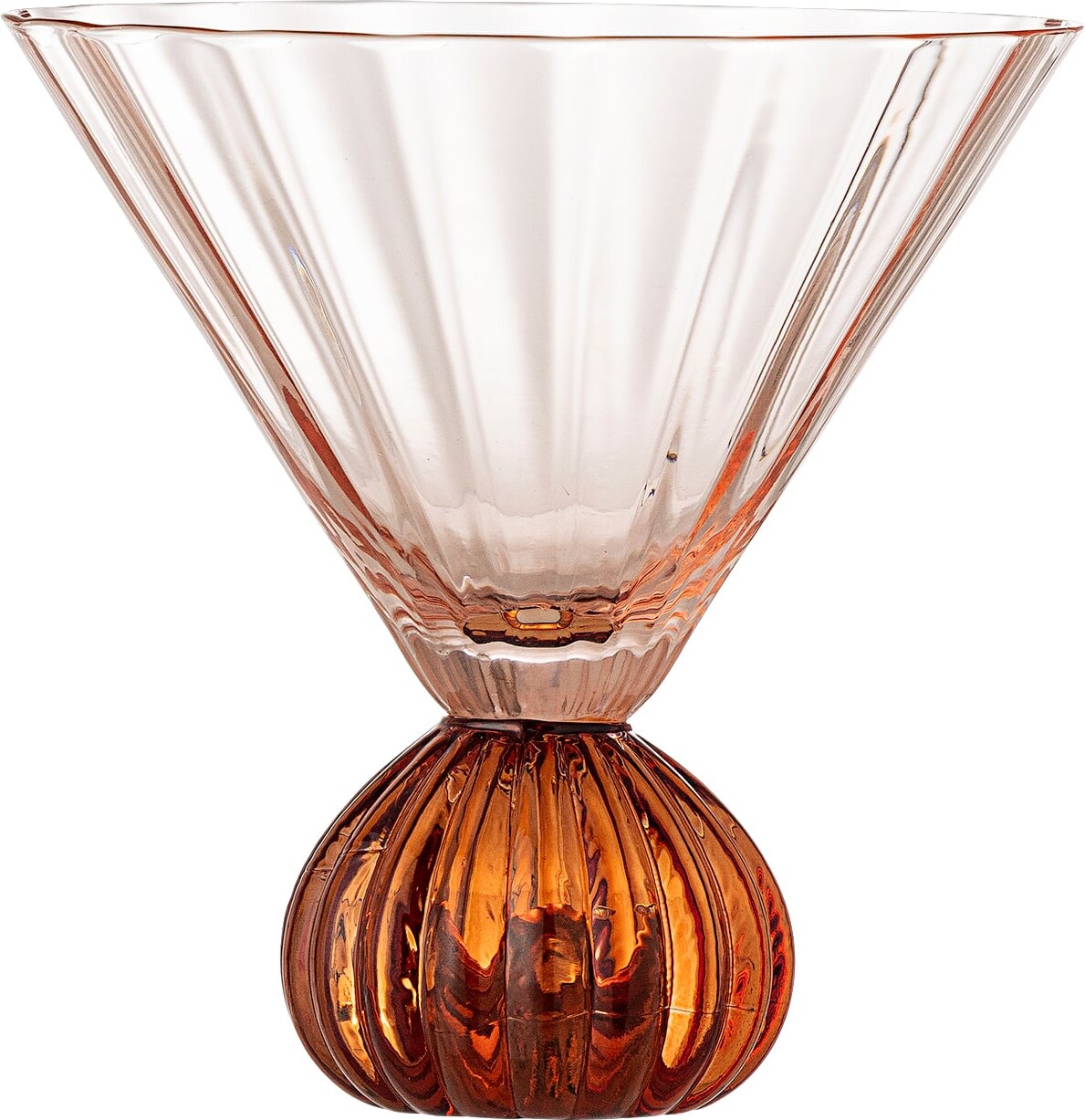 Bloomingville - Taurin Cocktailglas Med Riller - Rosa - 30 Cl