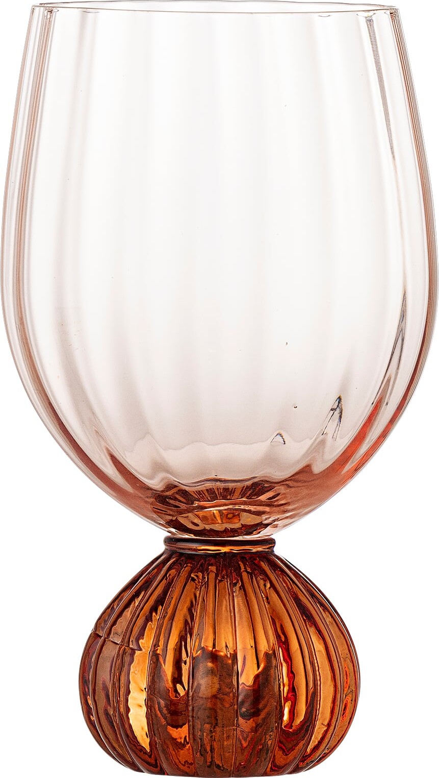 Bloomingville - Taurin Vinglas Med Riller - Rosa - Mundblæst - 45 Cl