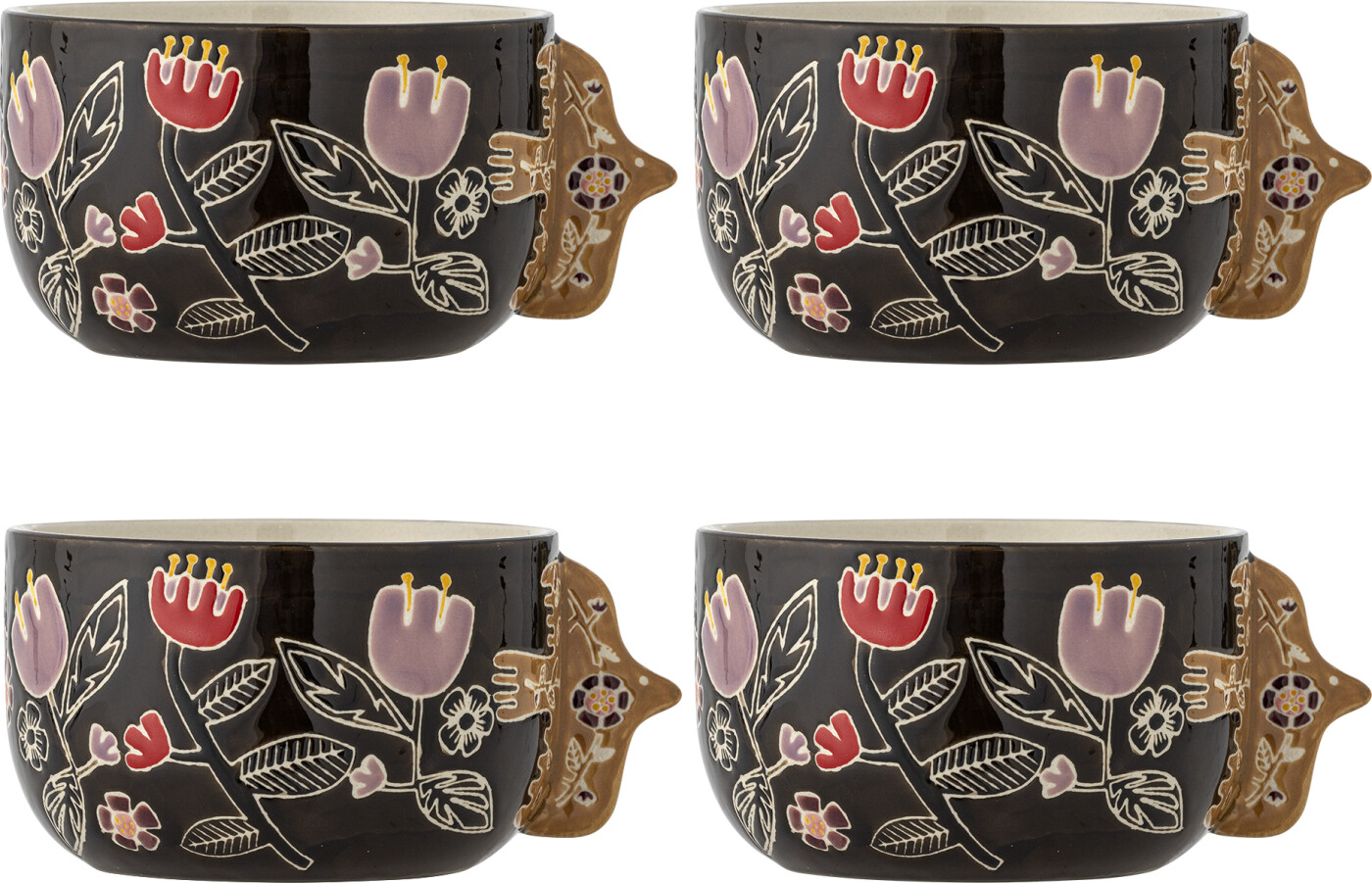 Bloomingville - Vivielle Skål, Multifarvet, Stentøj, D13xH8 cm, Set of 4