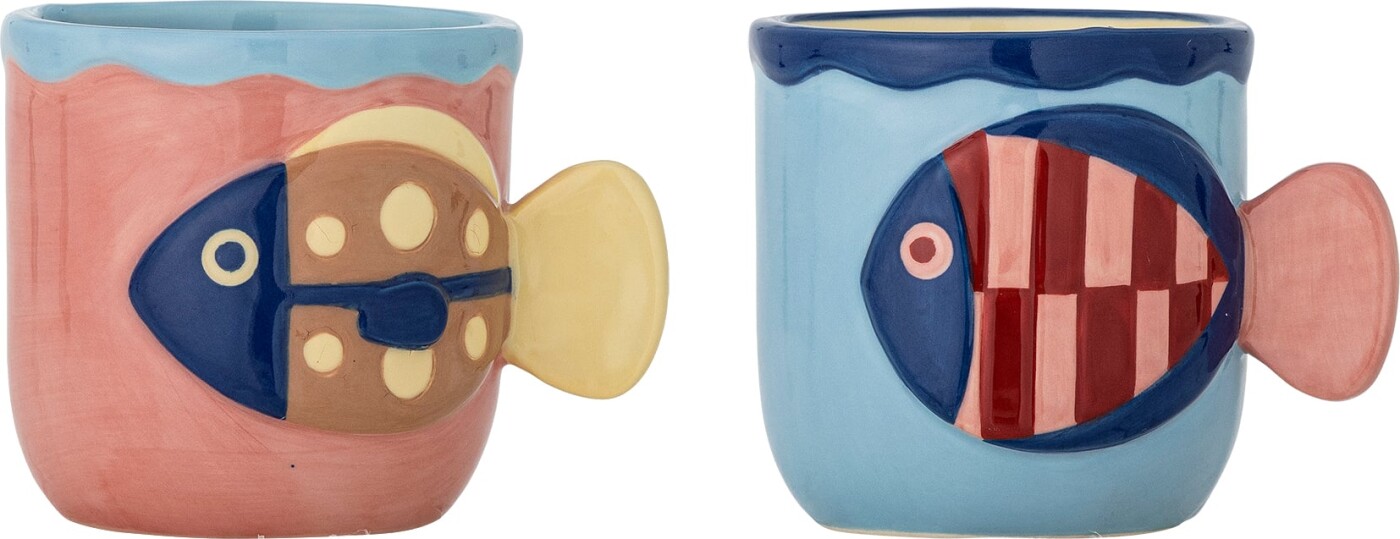 Bloomingville - Willy Kop, Multifarvet, Stentøj, L11xH8,5xW8 cm, Set of 2