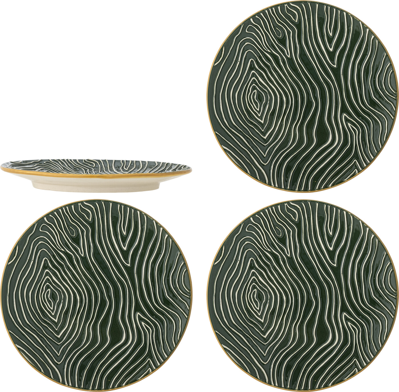 Bloomingville - Woodsby Tallerken, Multifarvet, Stentøj, D16xH1,5 cm, Set of 4