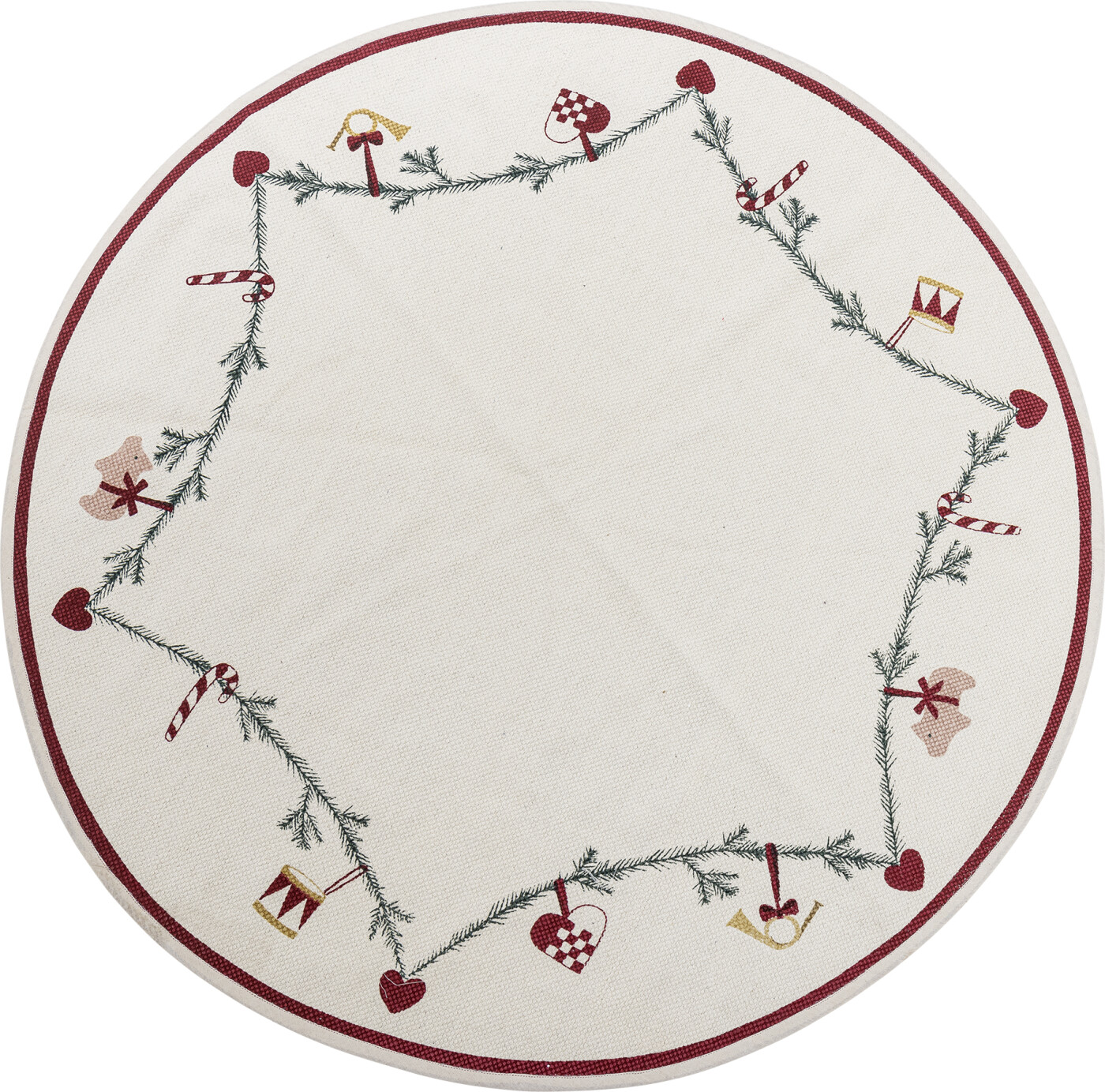 Bloomingville - Yule Rundt Juletræstæppe - 110 Cm - Rød - Bomuld