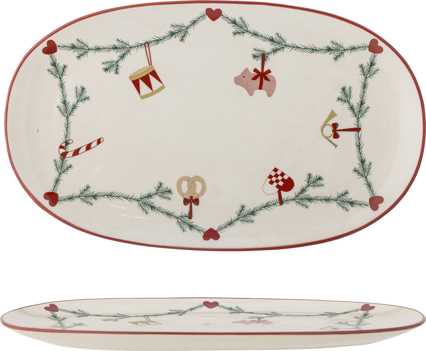 Bloomingville - Yule Serveringsfad, Natur, Stentøj, L38,5xH2xW23 cm