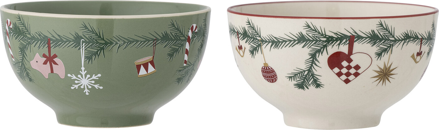 Bloomingville - Yule Skåle - Multifarvet - Stentøj - ø 14 Cm - 2 Stk.