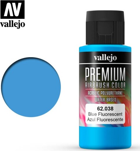 Vallejo - Premium Airbrush Maling - Blue Flourescent 60 Ml