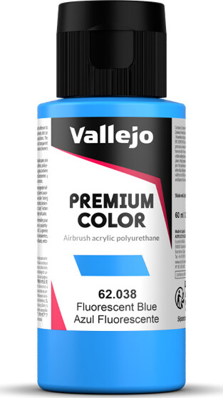 Vallejo - Premium Airbrush Maling - Blue Flourescent 60 Ml