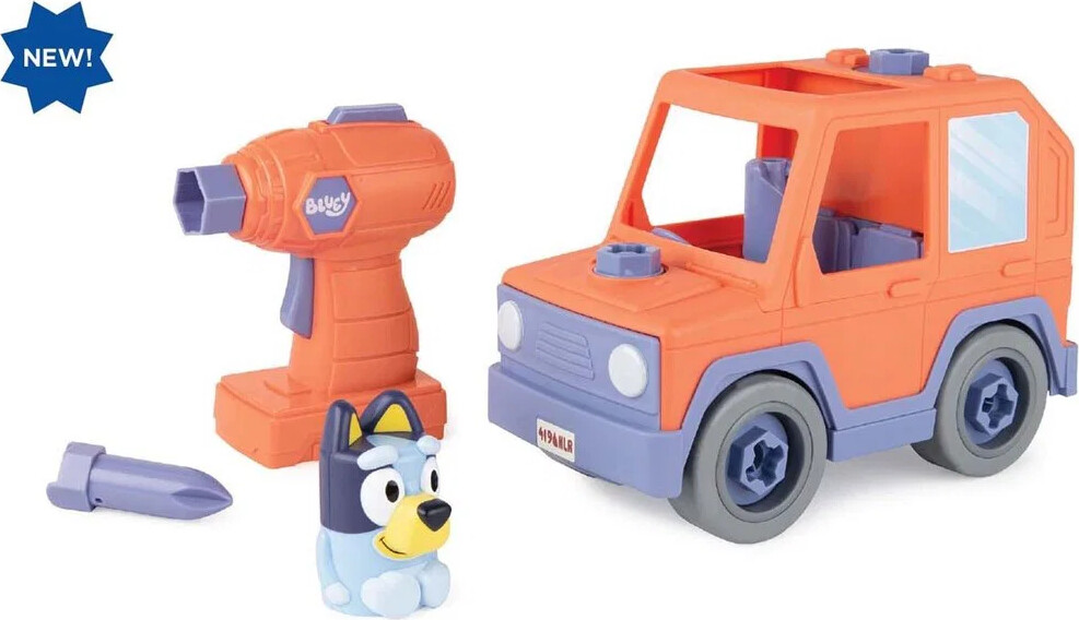 Bluey - Byg En Ven Motoriseret Bil & Boremaskine - Tomy