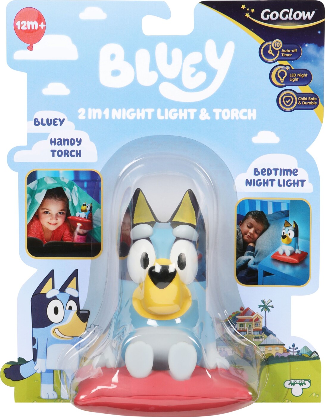 Goglow - Bluey 2-i-1 Natlampe Og Lommelygte - 11 Cm