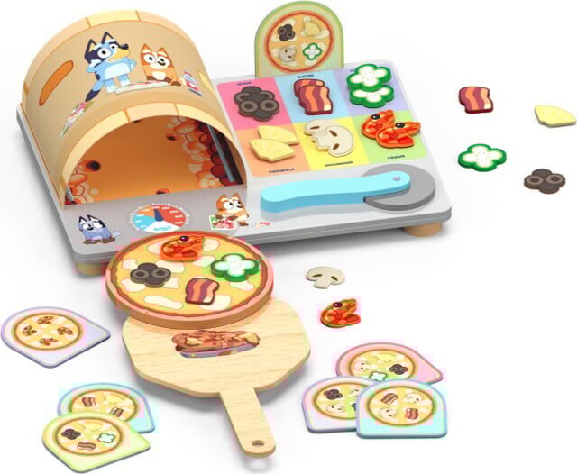 Bluey - Wooden Pizza Girls Set - Pizza Legemad I Træ - 36 Dele