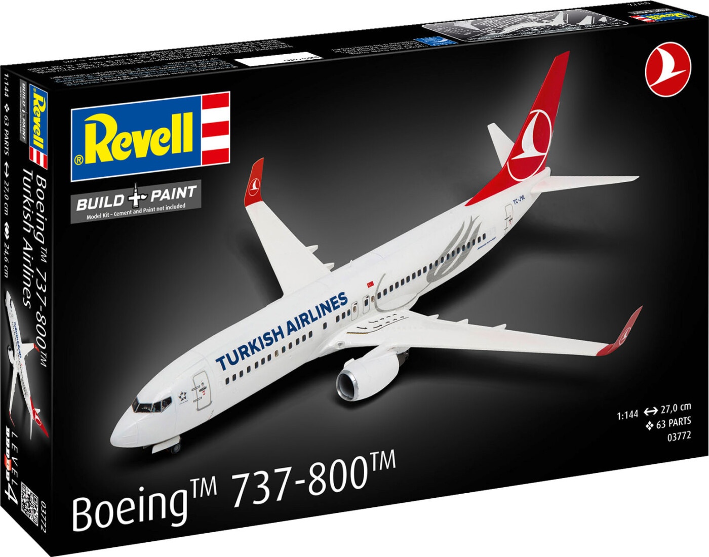 Revell Model Building Kit - Boeing 737-800 Turkish Airlines 1:144 - 63dlg.
