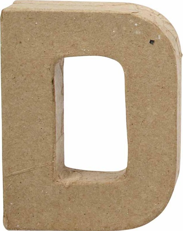 Bogstav Til Pynt - D - Stort Bogstav - Papmaché - 10x7,7 Cm billede
