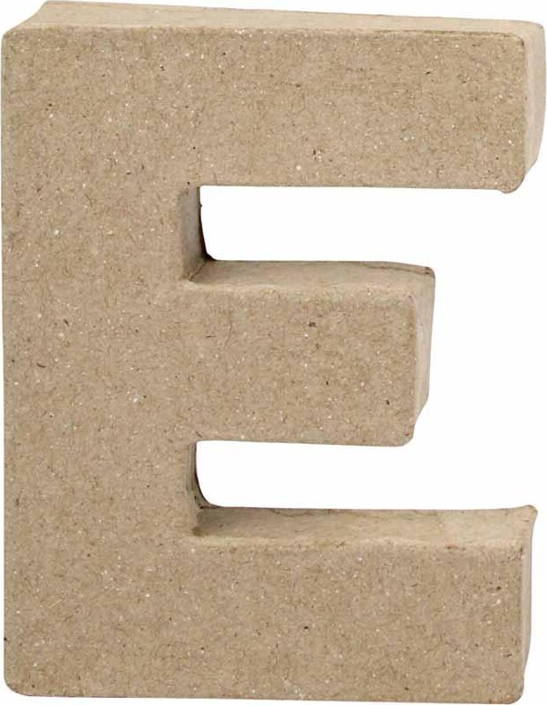 Bogstav Til Pynt - E - Stort Bogstav - Papmaché - 10x7,5 Cm billede