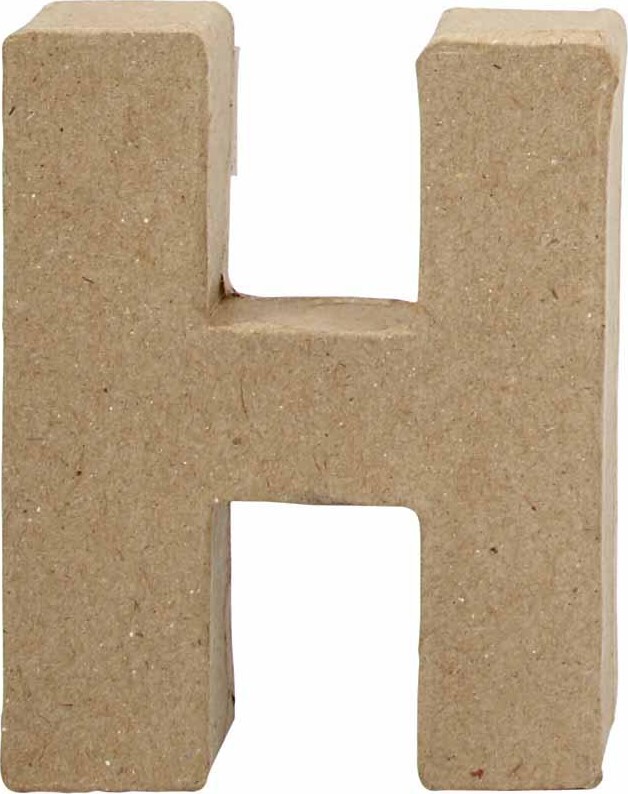 Bogstav Til Pynt - H - Stort Bogstav - Papmaché - 10x7,6 Cm billede
