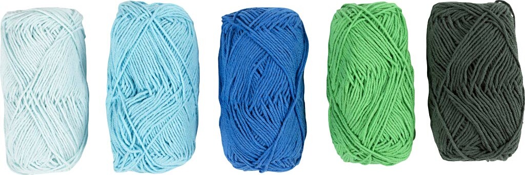 Bomuldsgarn - Nr. 8/4 - L 5x50 M - Blå/grøn Harmoni - 5x20 G
