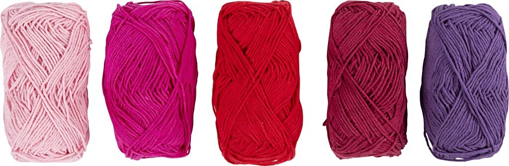 Bomuldsgarn - Nr. 8/4 - L 5x50 M - Lilla/pink Harmoni - 5x20 G