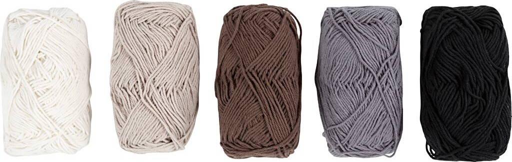 Bomuldsgarn - Nr. 8/4 - L 5x50 M - Naturfarver - 5x20 G