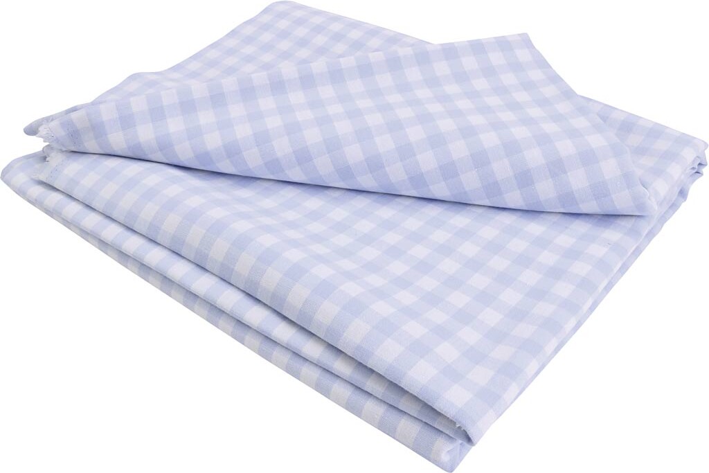 Bomuldsstof - Tern 1x1 Cm - B 145 Cm - Hvid - Blå - 5 M