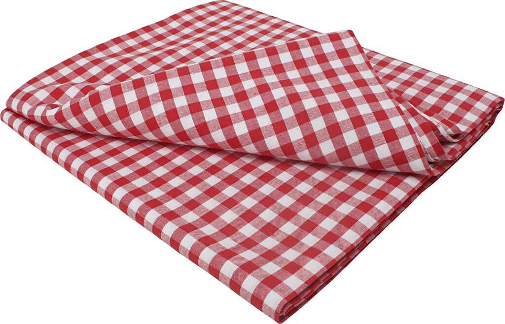 Bomuldsstof - Tern 1x1 Cm - B 145 Cm - Rød - Hvid - 5 M