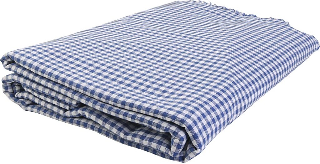 Bomuldsstof - Tern 4x4 Mm - B 145 Cm - Hvid - Blå - 5 M