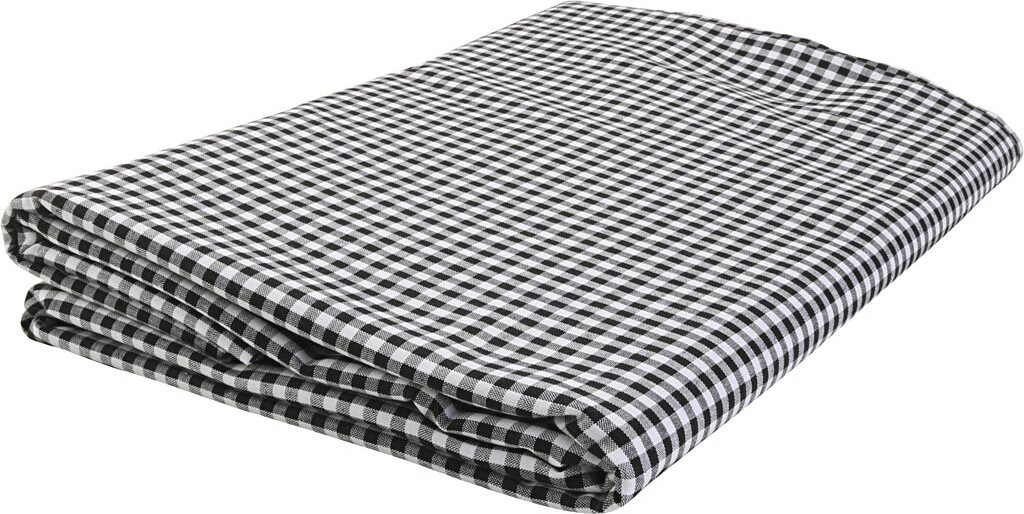 Bomuldsstof - Tern 4x4 Mm - B 145 Cm - Sort - Hvid - 5 M