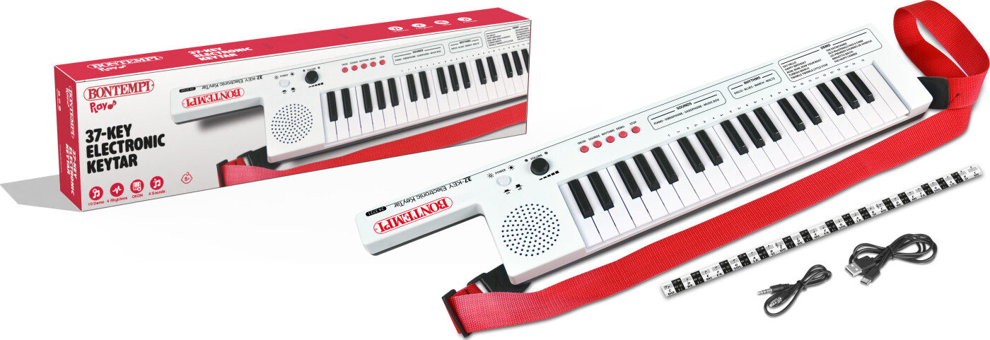 Bontempi - Play 37-key Electronic Keytar Til Børn - 10 Demosange